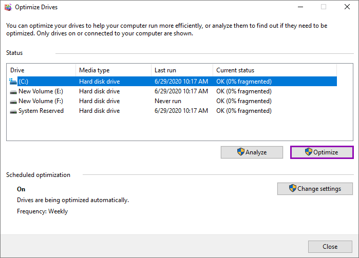 optimize drives