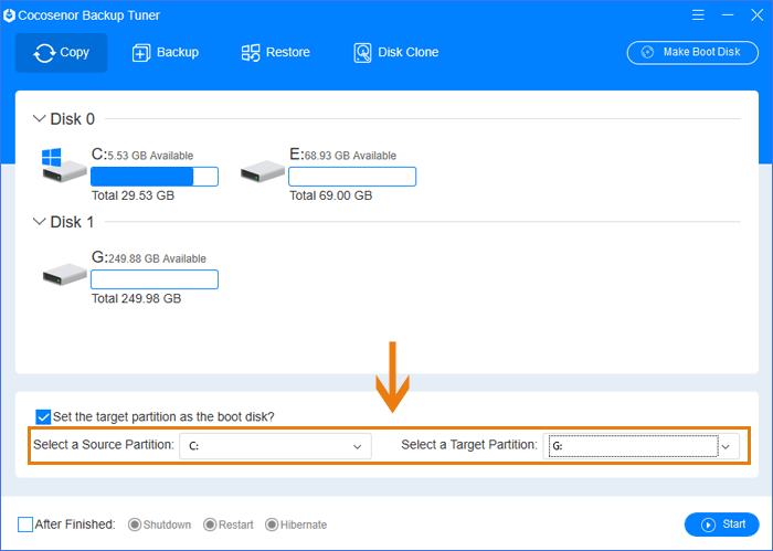 define the source and target partition