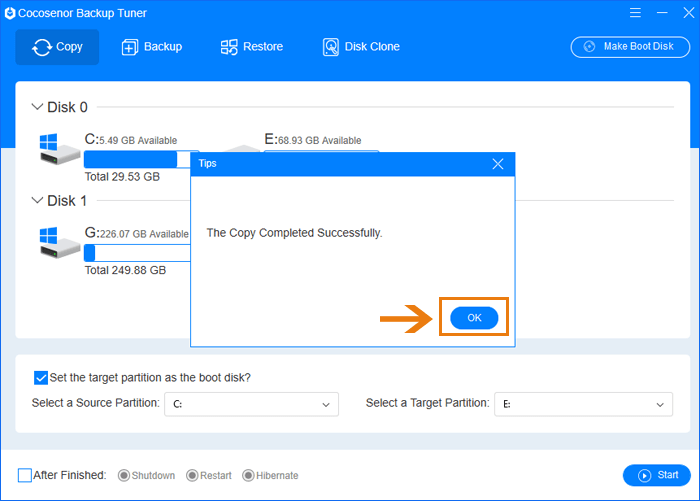 windows 10 copied from hdd to ssd successfully