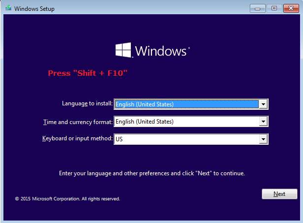 windows setup screen