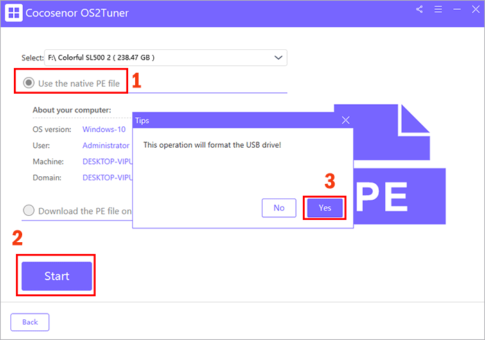 use native pe file to make PE