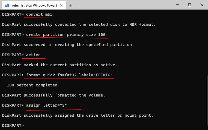 run commands to create boot partition