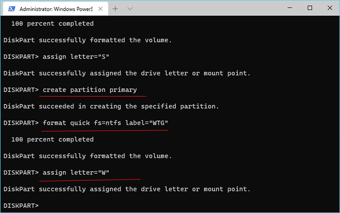 run commands to create OS partition