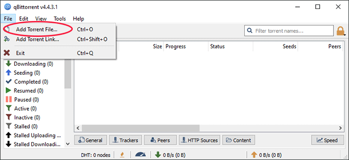 click Add Torrent File