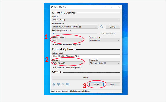 set partition scheme and file system