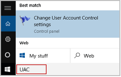 type uac in the search box