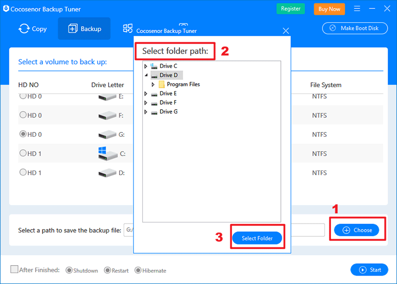 select destination path