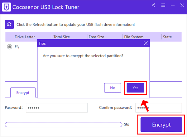 click Encrypt and then the Yes button