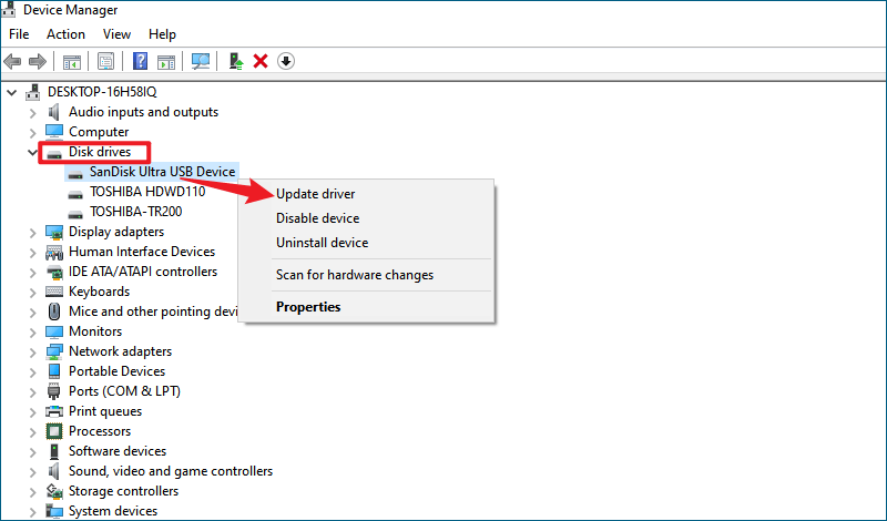 select update driver