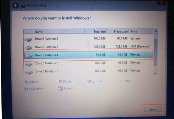 first primary partition