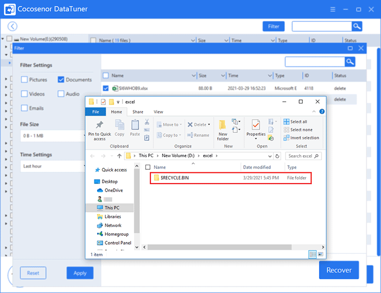 view recovered excel file