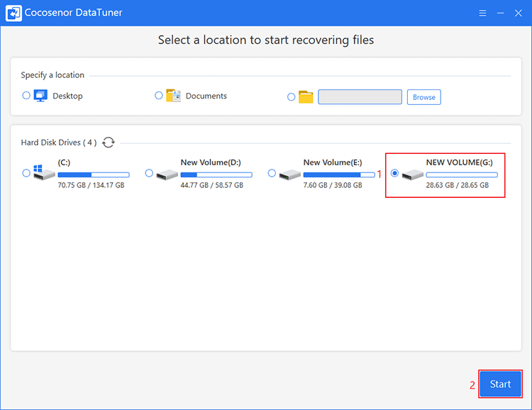 choose external storage tool to scan