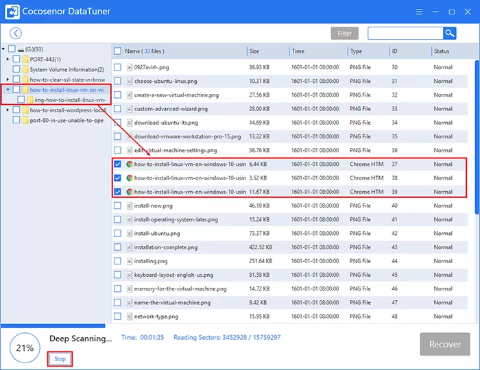 look for files during scanning