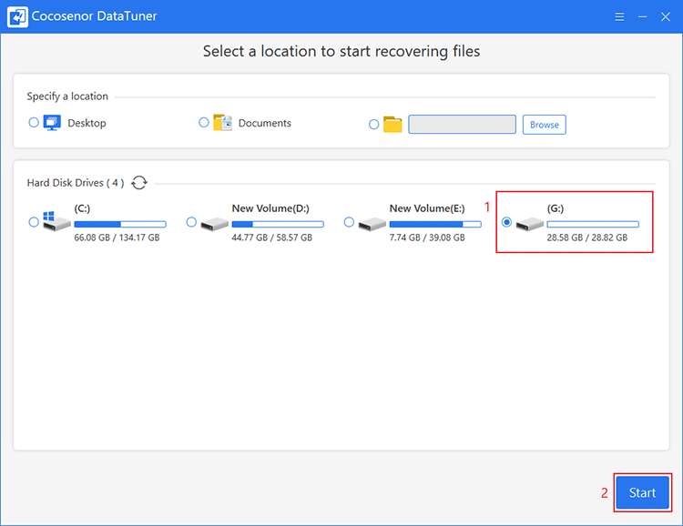 choose external hard drive to scan