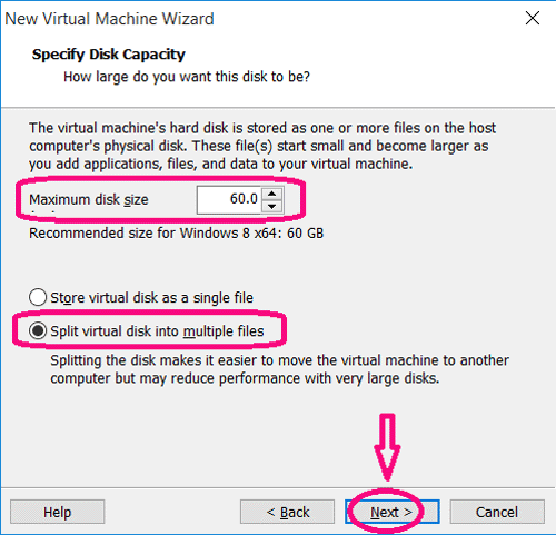 specify disk capacity