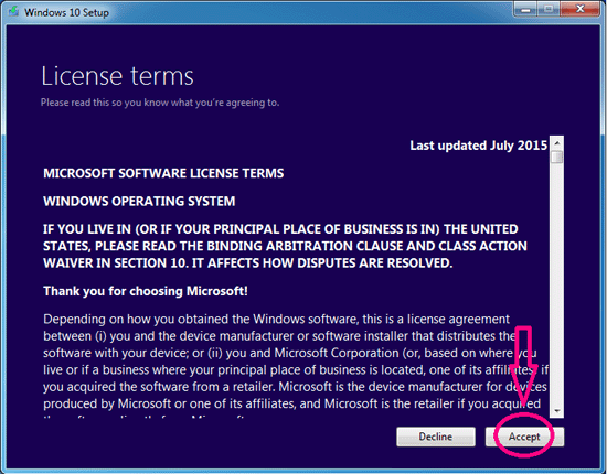 accept license terms
