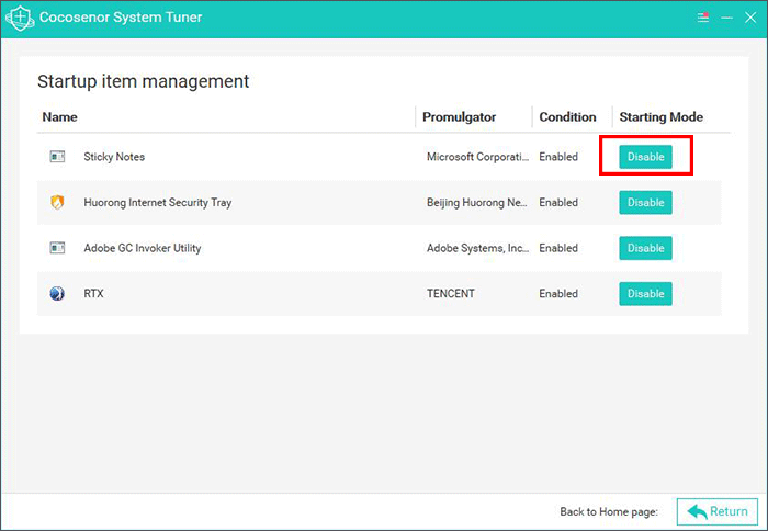 disable auto startup programs