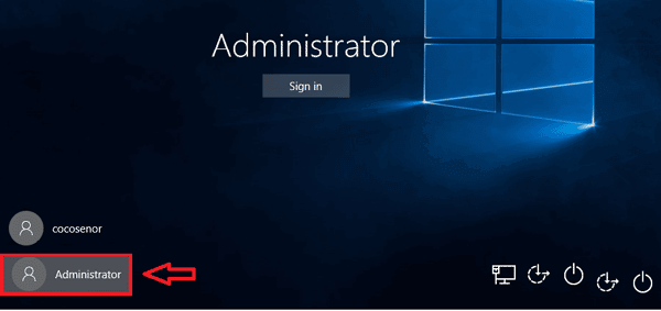 sign in with administrator account