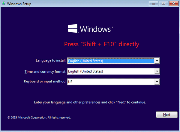 windows setup screen