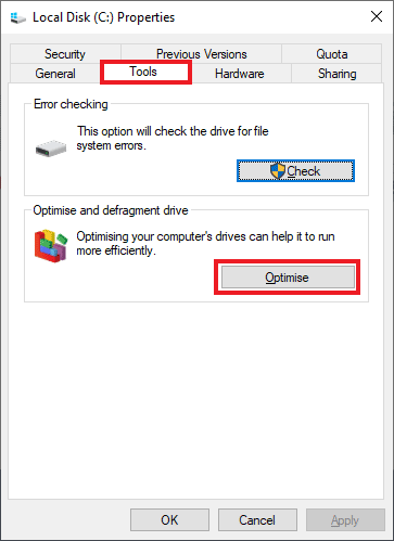 the properties dialog box