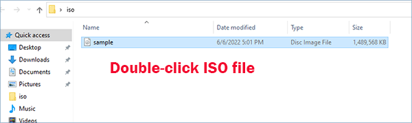 double click ISO file