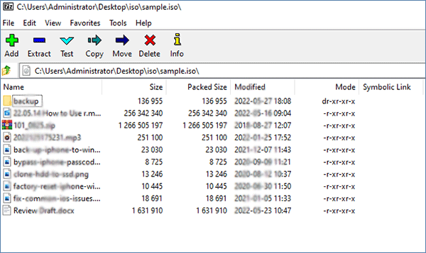 ISO is extracted in 7Zip