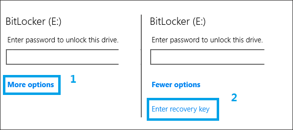 how to find recovery key option