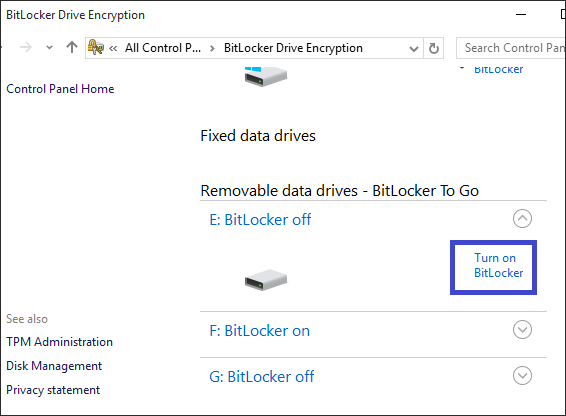 turn on bitlocker