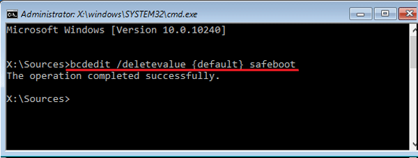 disable safe mode with cmd