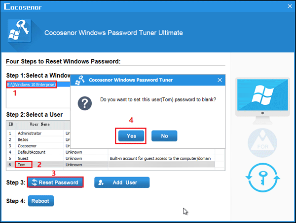 reset local account password