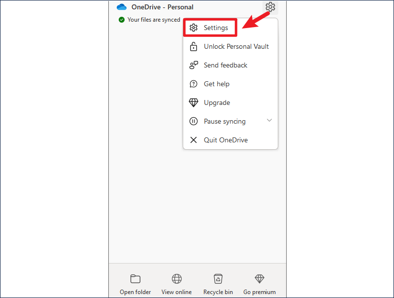 onedrive settings