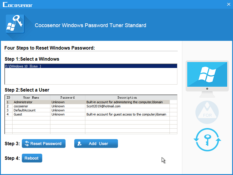 reset windows 10 home password