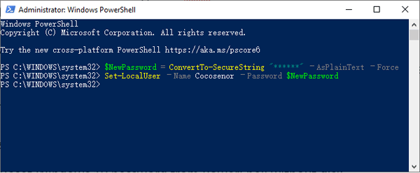 reset password from powershell