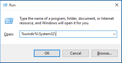 open system32 folder