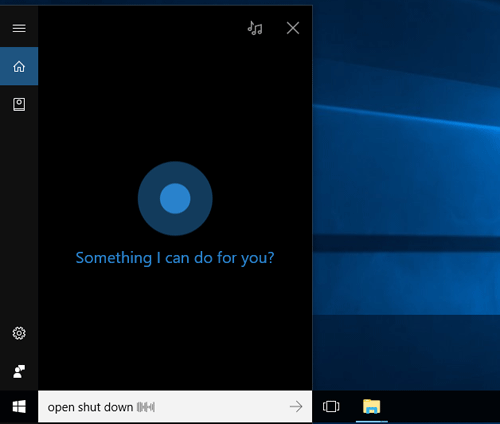 shut down windows 10 with cortana