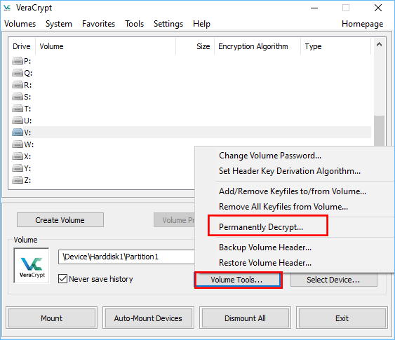 permanently decrypt USB drive