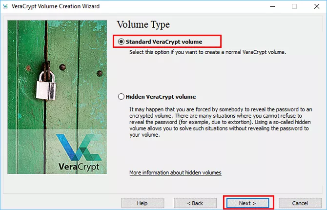 select Standard VeraCrypt volume