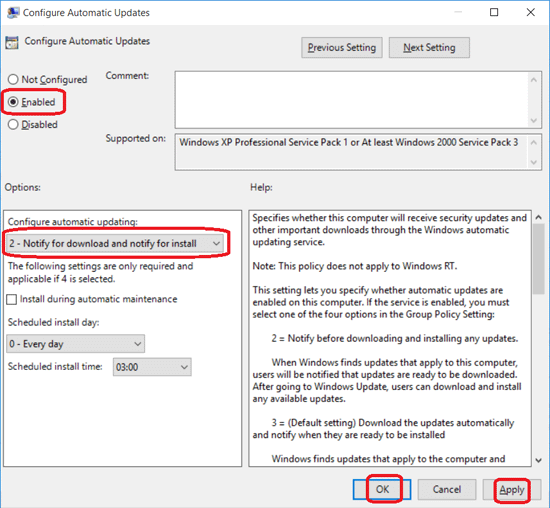 configure updates