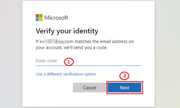 enter code from email