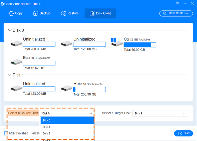 choose source disk