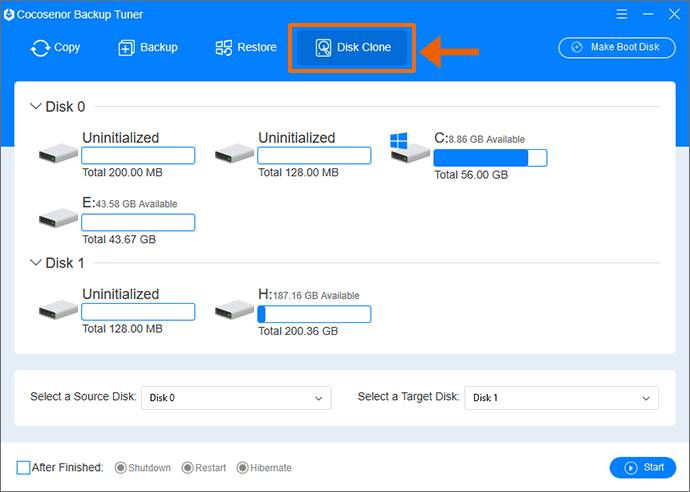 click disk clone