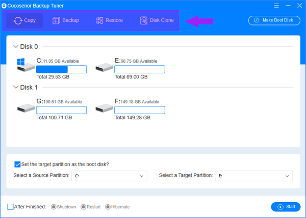 backup tuner interface