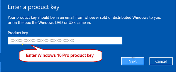 enter product key