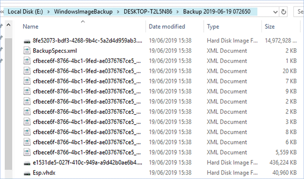 the windows image backup file