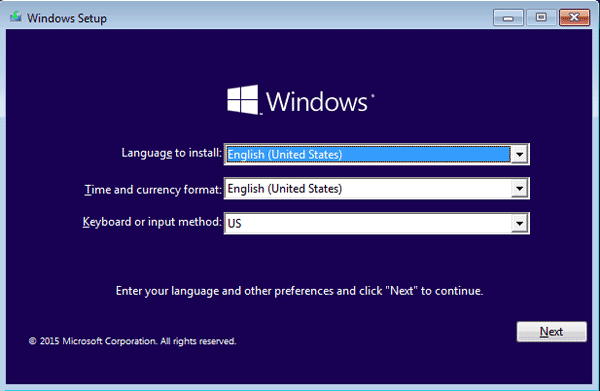 pantalla de configuracion de windows