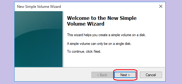 new simple volume wizard