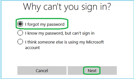 select i forgot my password