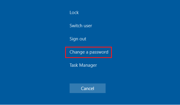 click on change a password