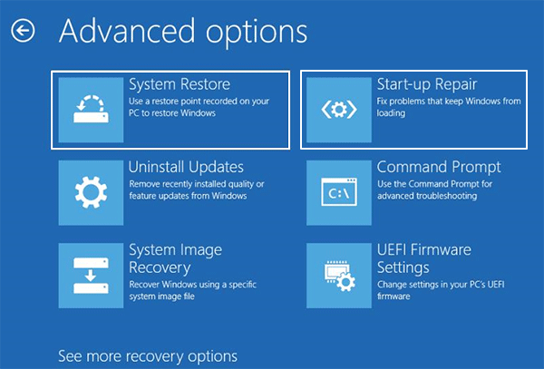 repair windows 10 system stuck