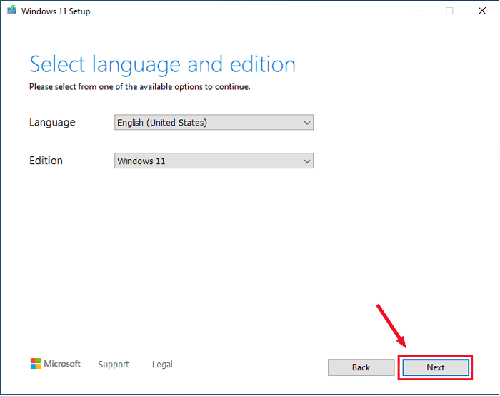 select language and edition